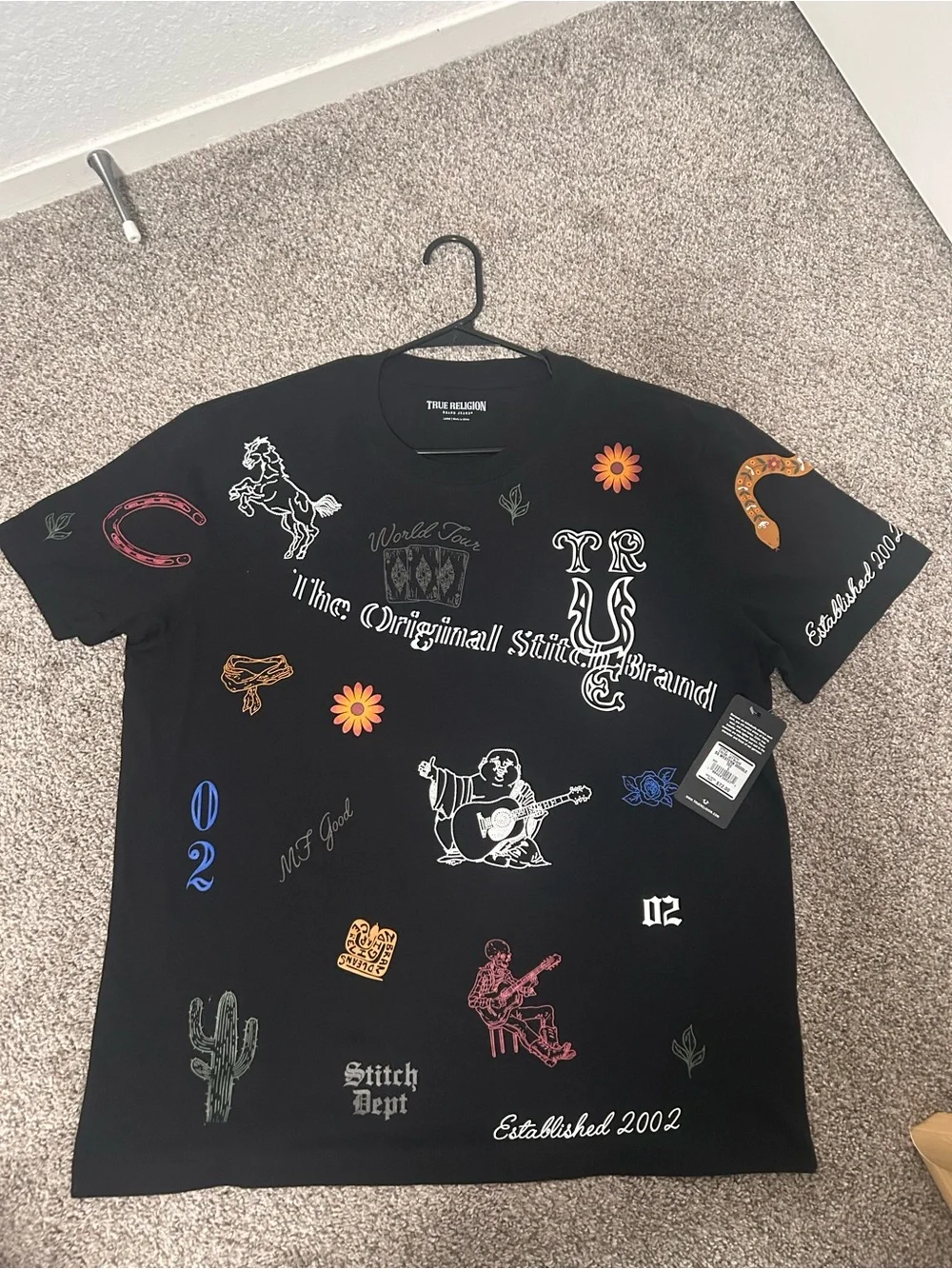 True Religion Black Graphic Stamp-Print Shirt